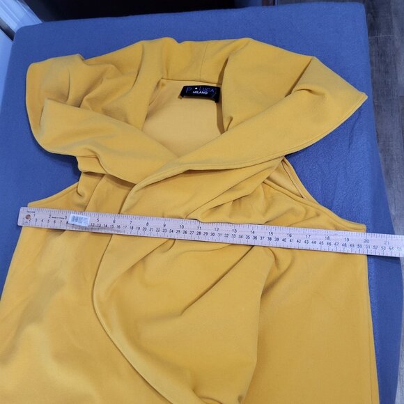 P. LUCA MILANO Women's One Size Sleeveless Velvet Shawl Vest Mustard Yellow - Picture 7 of 10